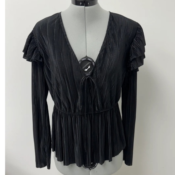 NWT ZARA Ruffled Pleated Blouse Sz M Goth Fairy Witchy - Picture 4 of 15